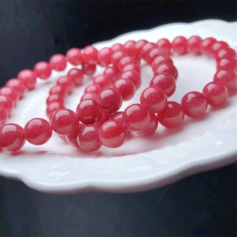 Red Rhodonite Bead Bracelet-ToShay.org