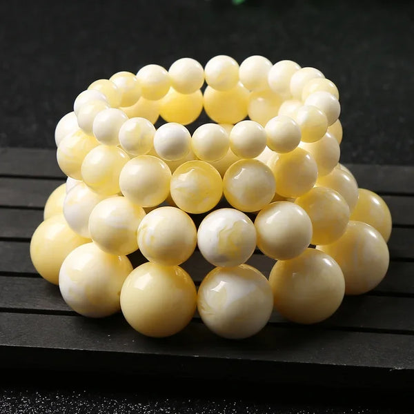 White Honey Amber Bead Bracelet-ToShay.org