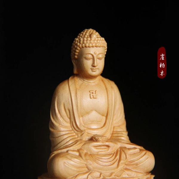 Wood Lotus Buddha Statue-ToShay.org