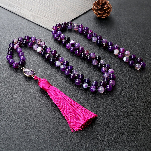 Purple Agate Mala Beads-ToShay.org