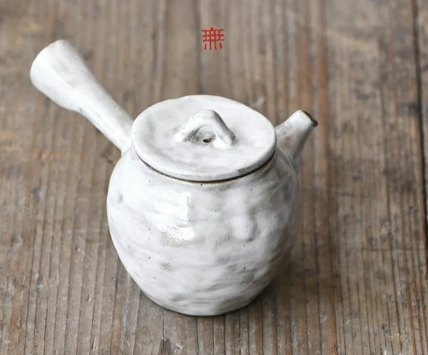 White Pottery Side Handle Pot-ToShay.org