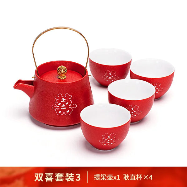 Red Ceramic Tea Set-ToShay.org