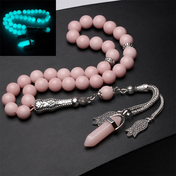 Pink Luminous Stone Prayer Beads-ToShay.org