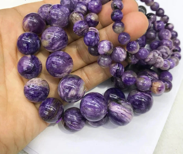 Purple Charoite Bead Bracelet-ToShay.org