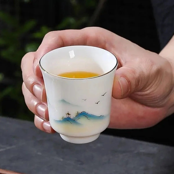 White Painted Porcelain Tea Cup-ToShay.org