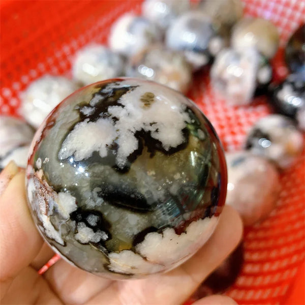 Black Flower Agate Ball-ToShay.org