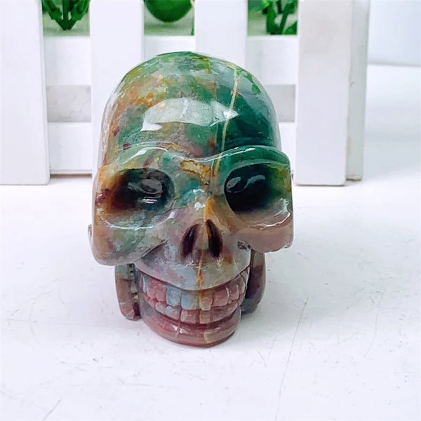 Green Pink Ocean Jasper Skull-ToShay.org