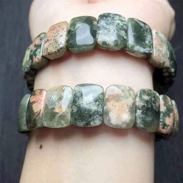 Green Flower Agate Bangle-ToShay.org