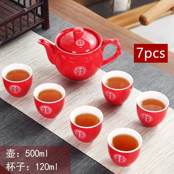 Red Ceramic Tea Sets-ToShay.org