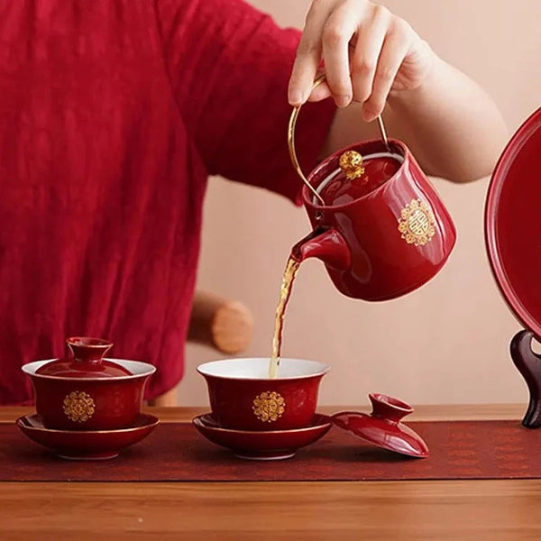 Red Ceramic Tea Sets-ToShay.org