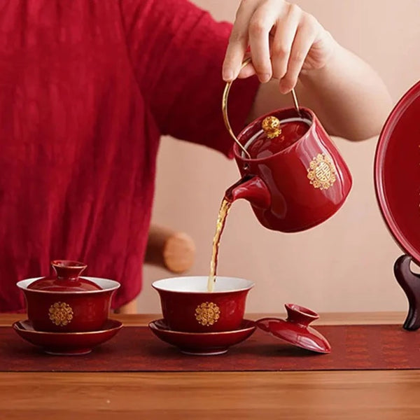 Red Ceramic Tea Sets-ToShay.org