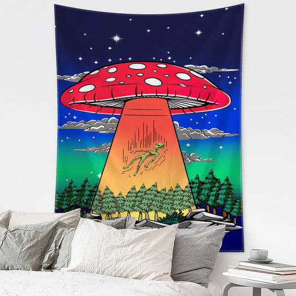 Mushroom Alien Tapestry-ToShay.org