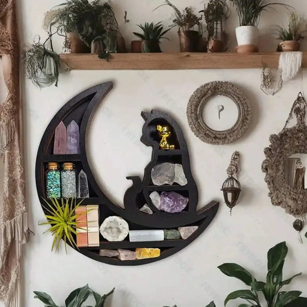 Black Cat Moon Display Shelf-ToShay.org