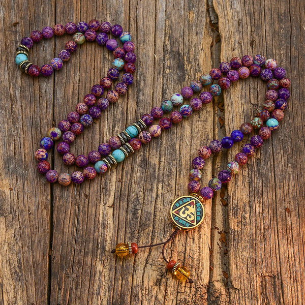 Purple Imperial Jasper Mala Beads-ToShay.org