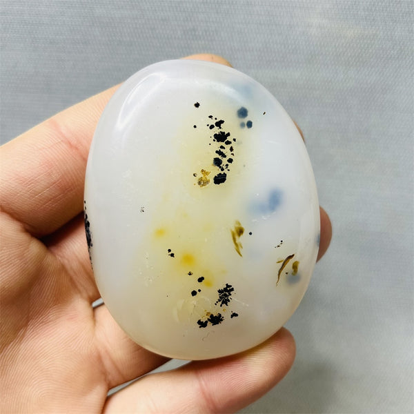 Yellow Milk Sky Eye Agate Palm Stone-ToShay.org