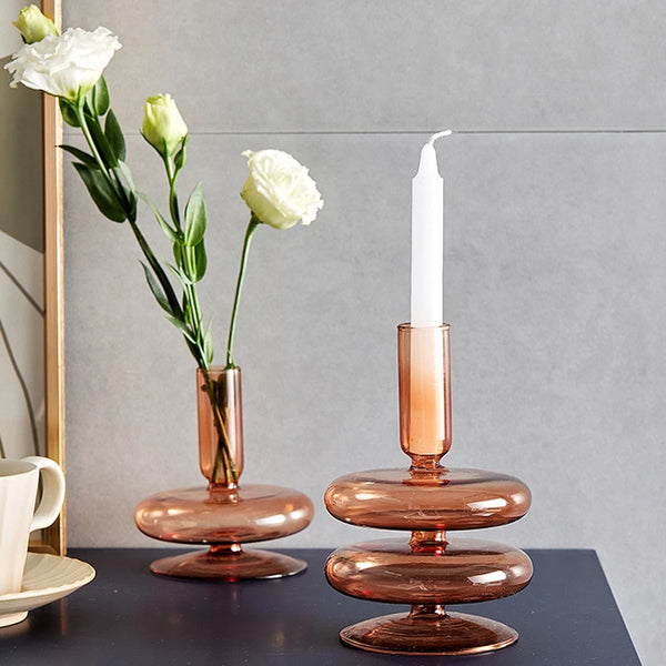 Glass Coloured Candlesticks-ToShay.org