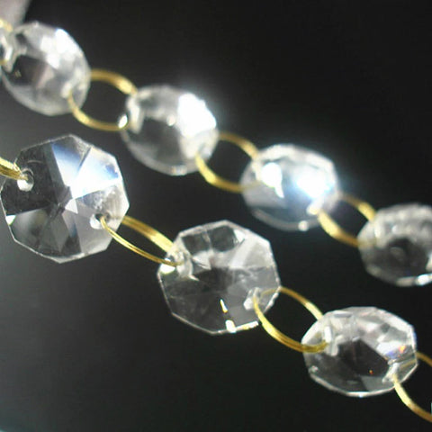 Clear Octagon Crystal Bead Strand-ToShay.org