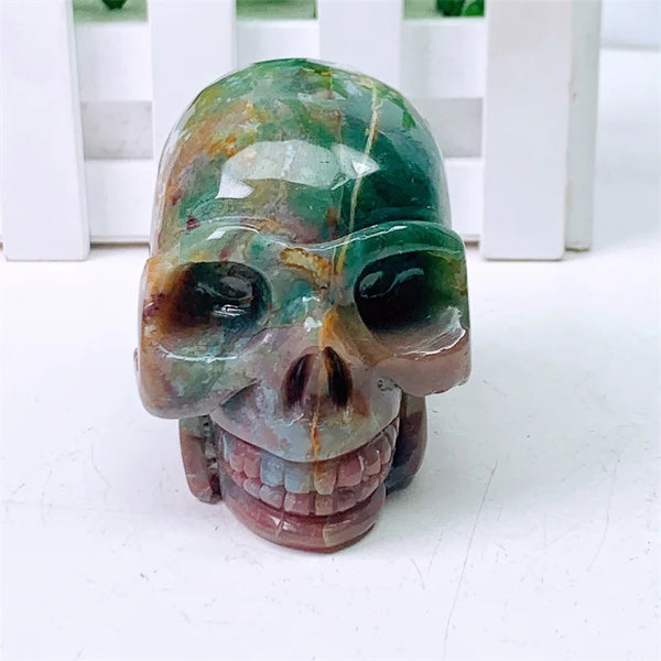 Green Pink Ocean Jasper Skull-ToShay.org