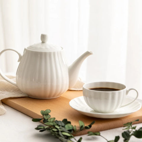 White Ceramic Tea Set-ToShay.org