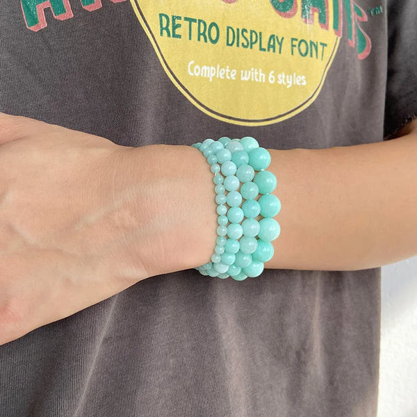 Blue Amazonite Bead Bracelet-ToShay.org