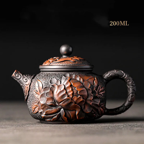 Purple Clay Embossed Teapot-ToShay.org