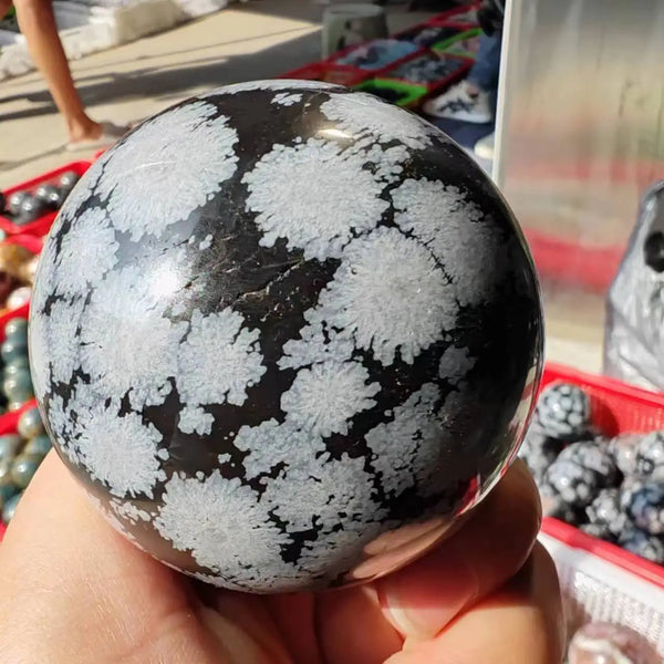 Black White Snow Obsidian Ball-ToShay.org