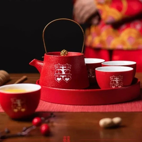 Red Ceramic Tea Set-ToShay.org