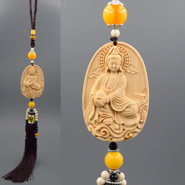 Wood Guanyin Buddha Pendant-ToShay.org