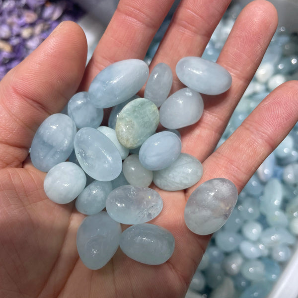 Blue Aquamarine Tumbled Stones-ToShay.org