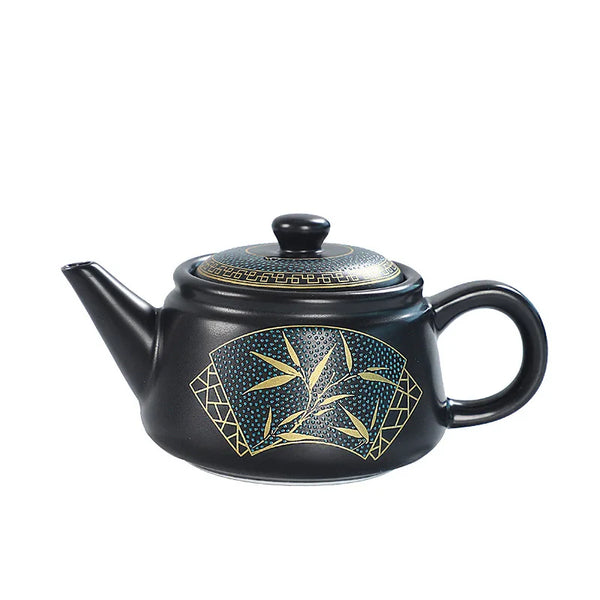 Black Gold Ceramic Teapot-ToShay.org