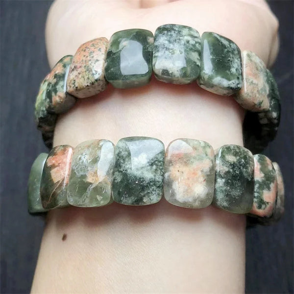 Green Flower Agate Bangle-ToShay.org