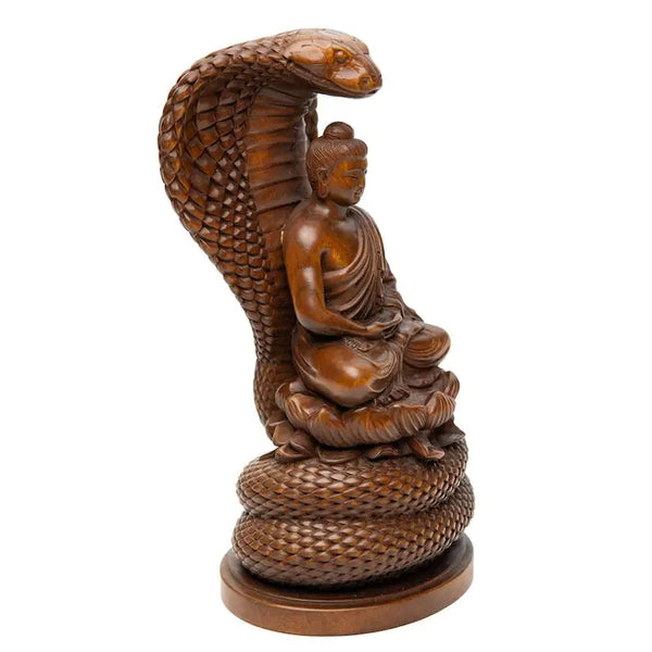 Wood Serpent Buddha Statue-ToShay.org