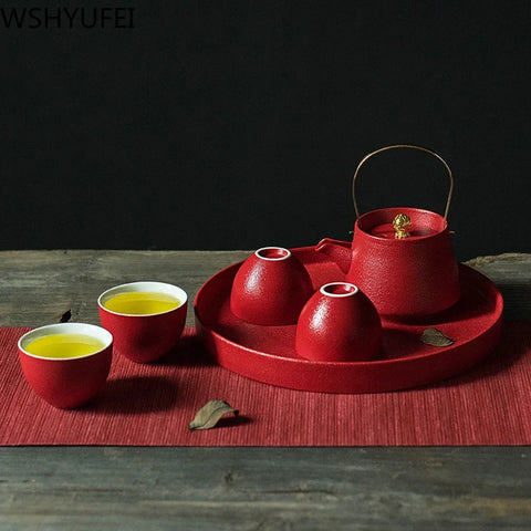 Red Ceramic Tea Sets-ToShay.org