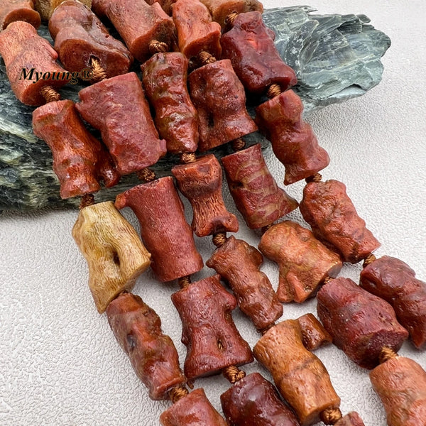 Red Coral Cylinder Beads-ToShay.org