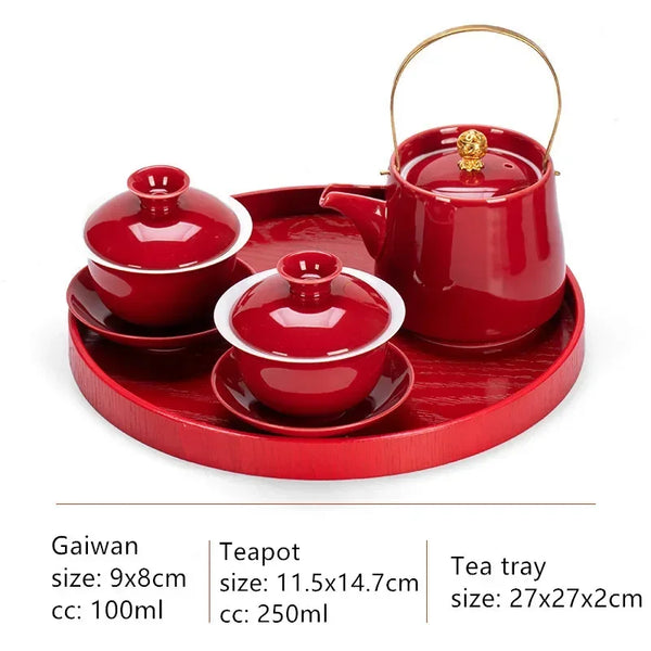 Red Ceramic Tea Sets-ToShay.org