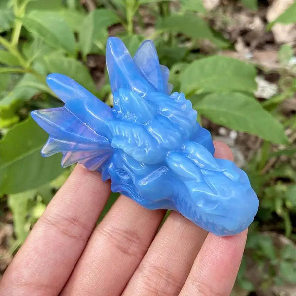 Blue Opalite Dragon Skull-ToShay.org