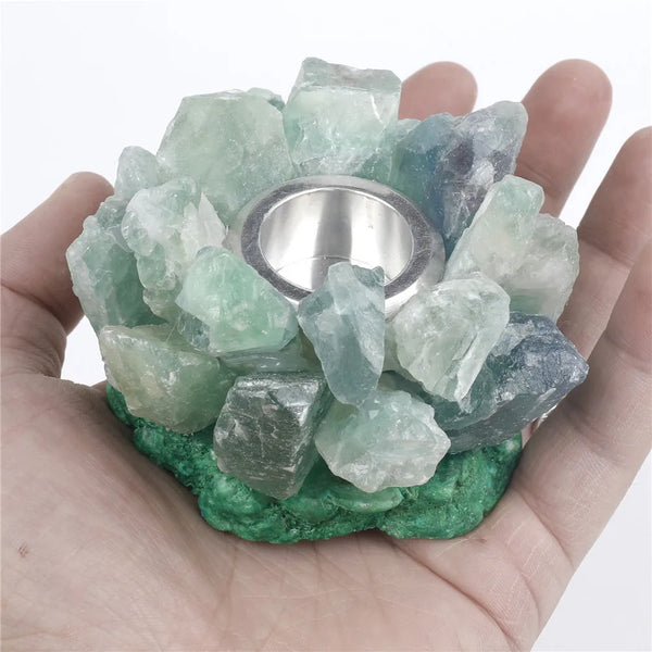 Green Fluorite Tealight Holder-ToShay.org