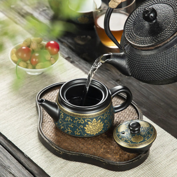 Black Gold Ceramic Teapot-ToShay.org