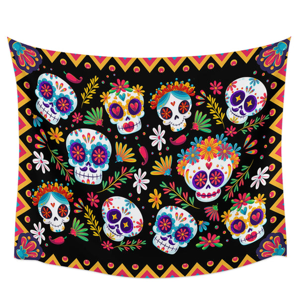 Black Skull Lace Tapestry-ToShay.org