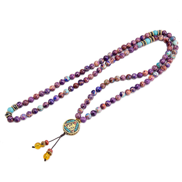 Purple Imperial Jasper Mala Beads-ToShay.org