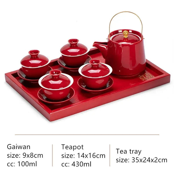 Red Ceramic Tea Sets-ToShay.org