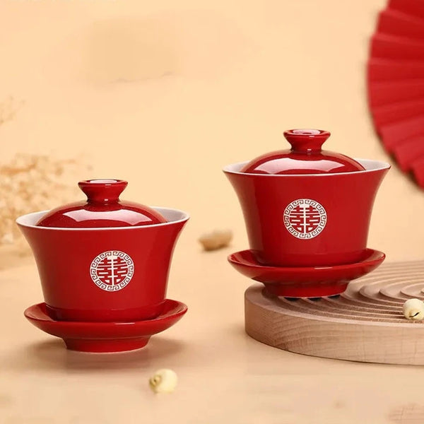 Red Ceramic Tea Bowls-ToShay.org