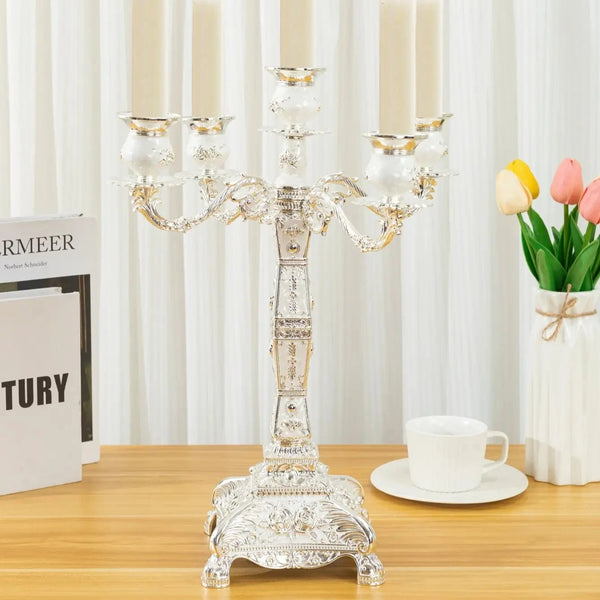 Silver Embossed Candelabra-ToShay.org