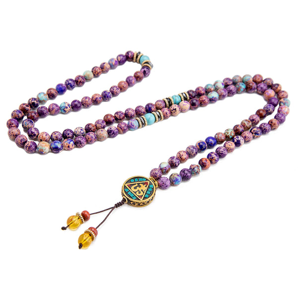 Purple Imperial Jasper Mala Beads-ToShay.org