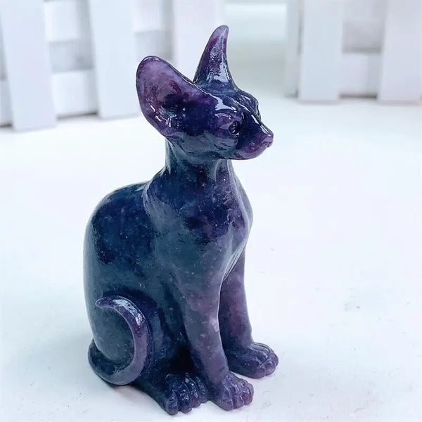 Purple Mica Cat Statue-ToShay.org