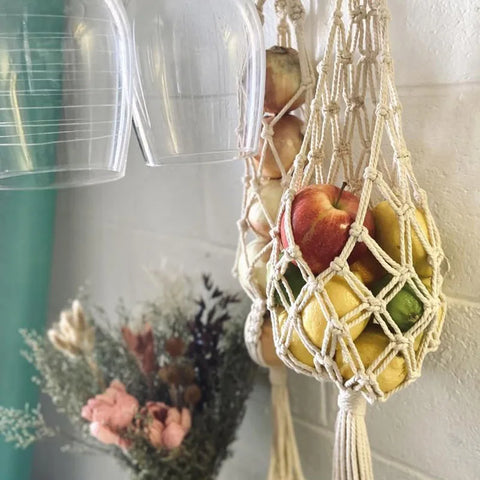 Hanging Macrame Fruit Basket-ToShay.org