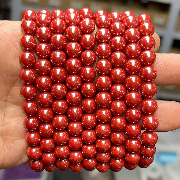 Red Cinnabar Bead Bracelet-ToShay.org