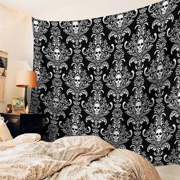 Black Skull Lace Tapestry-ToShay.org