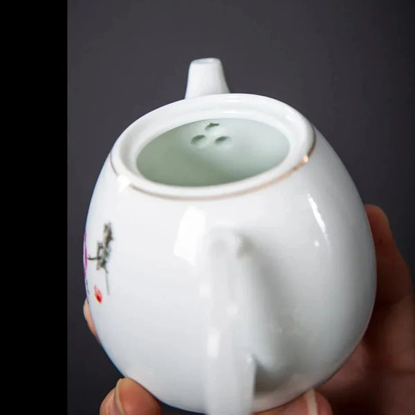 White Painted Porcelain Teapot-ToShay.org