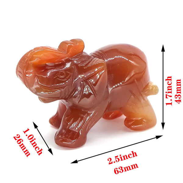 Red Agate Carved Elephant-ToShay.org